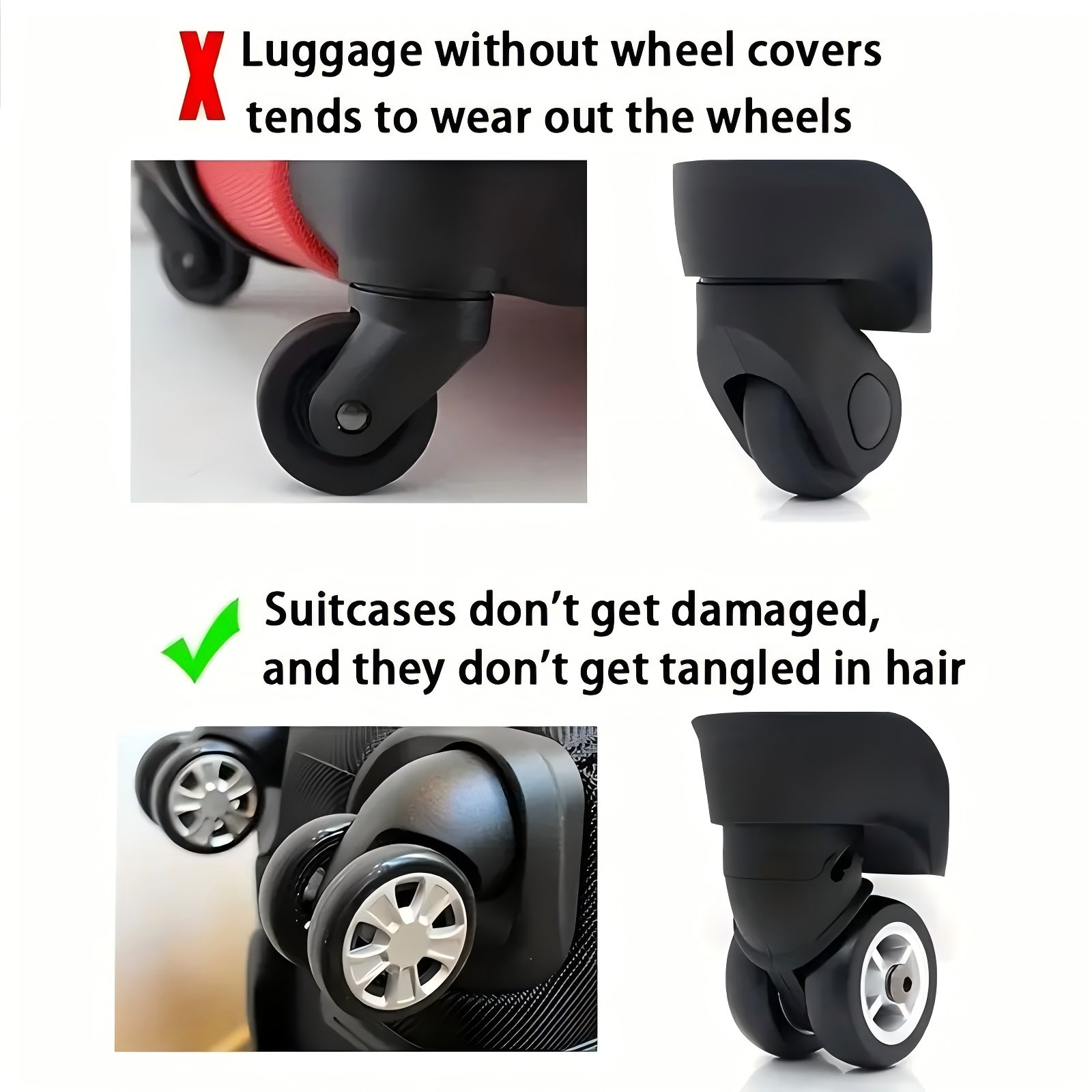 16pcs Silicone Luggage Wheel Covers, Noise Reduction & Shock Absorption Suitcase Caster Protectors, Durable Travel Accessories for Office Chairs & Rolling Bags (Orange, Blue, Black, Pink, Purple, Yellow), Luggage for Travel