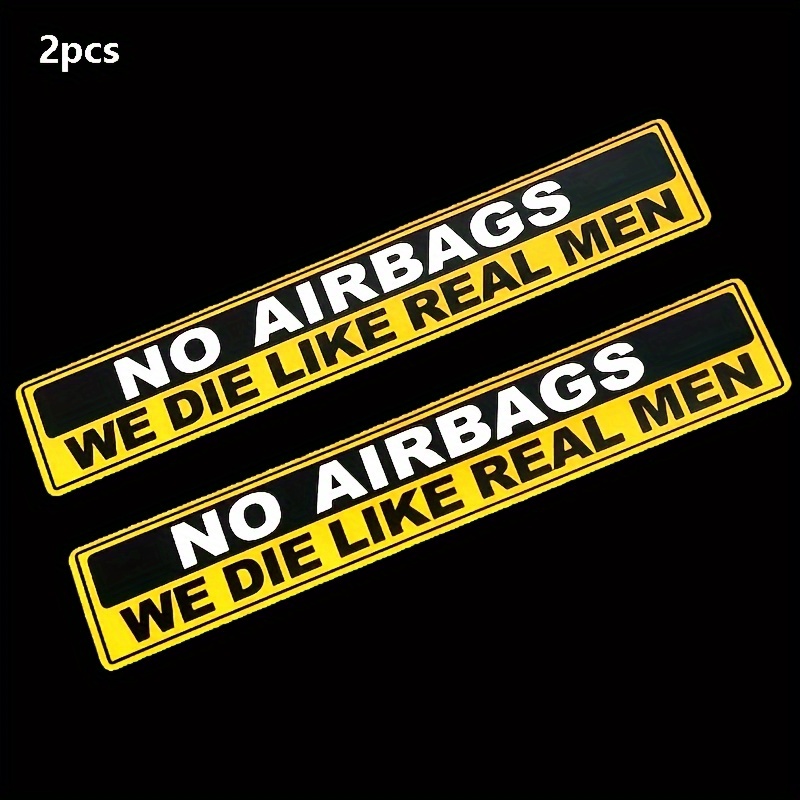Image of 2/4pcs Warning No Airbag Funny Car Stickers Decals Vehicle Safety Warning Rules Stickers Sun Visor Window Graphics Bumper Waterproof Car Stickers Pvc Vinyl