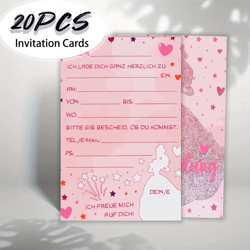 TEMU 20 Stück, Eine herzliche Einladung, Hochzeitskarten ohne Umschläge, für Geburtstage, Partys, Jahrestage, Abschiede, Erwachsene, Frauen, Mädchen,