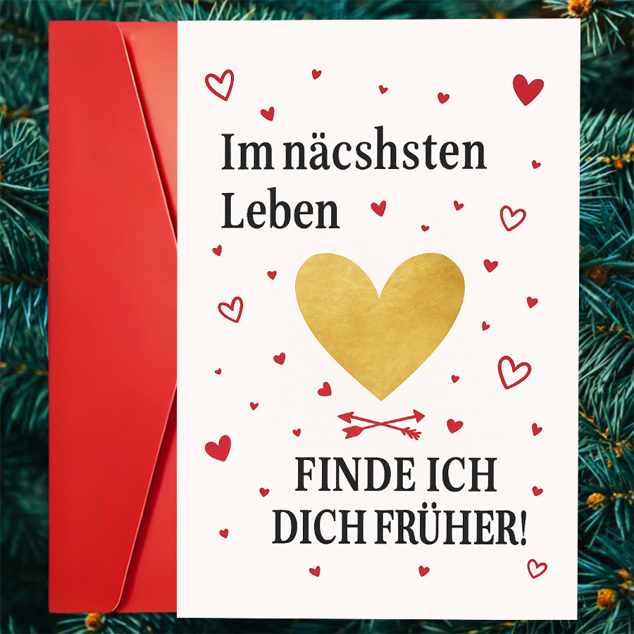 E-shop Romantische Liebesgrußkarte mit goldenem Herz und roten Akzenten, für Jahrestage, Hochzeiten oder zum Ausdruck tiefer Zuneigung für Ihren