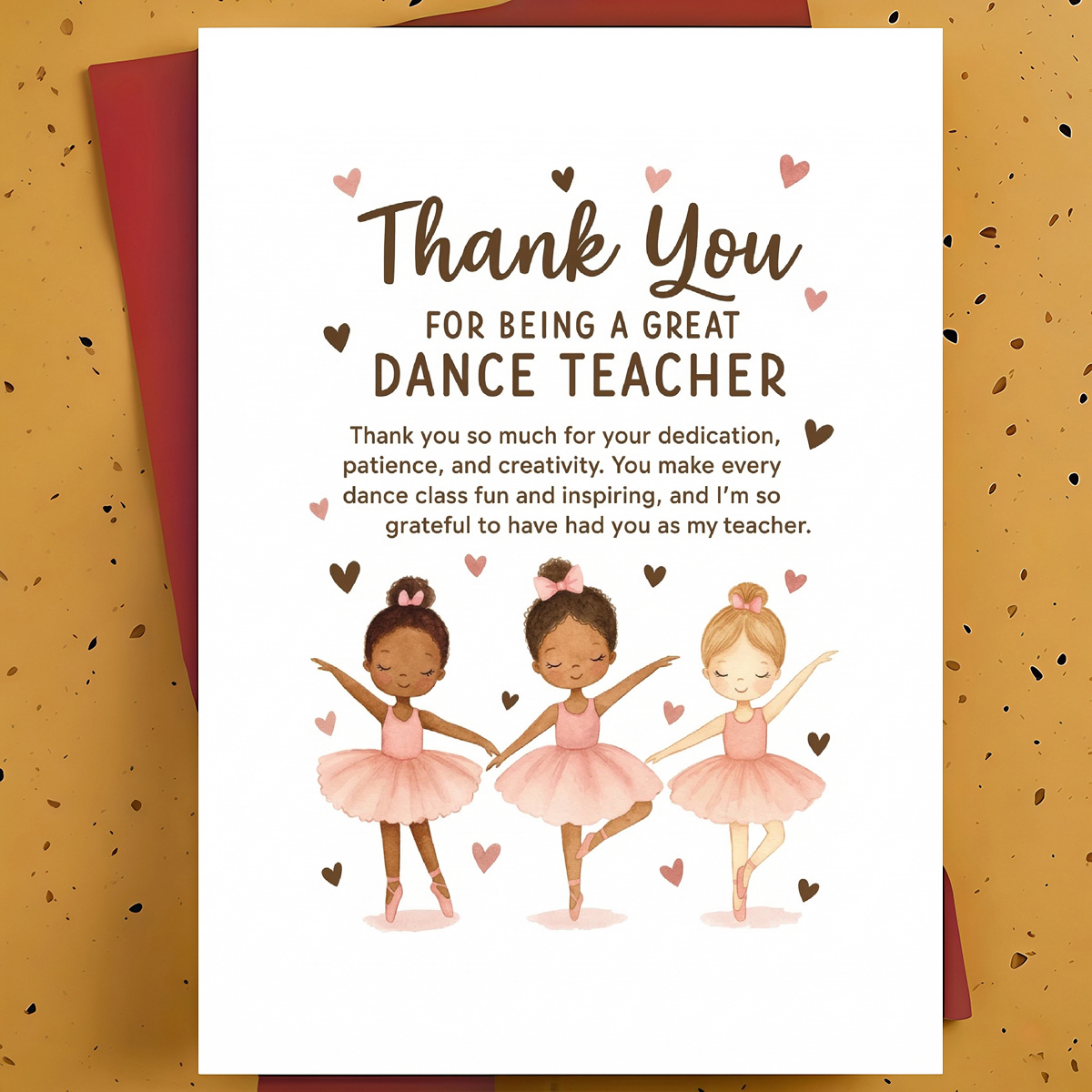 TEMU 1pc Thank You Card For Appreciation | Students And Parents To Gratitude For , , And Creativity In Dance Class | Envelope + Card, Cartoon Fantasy