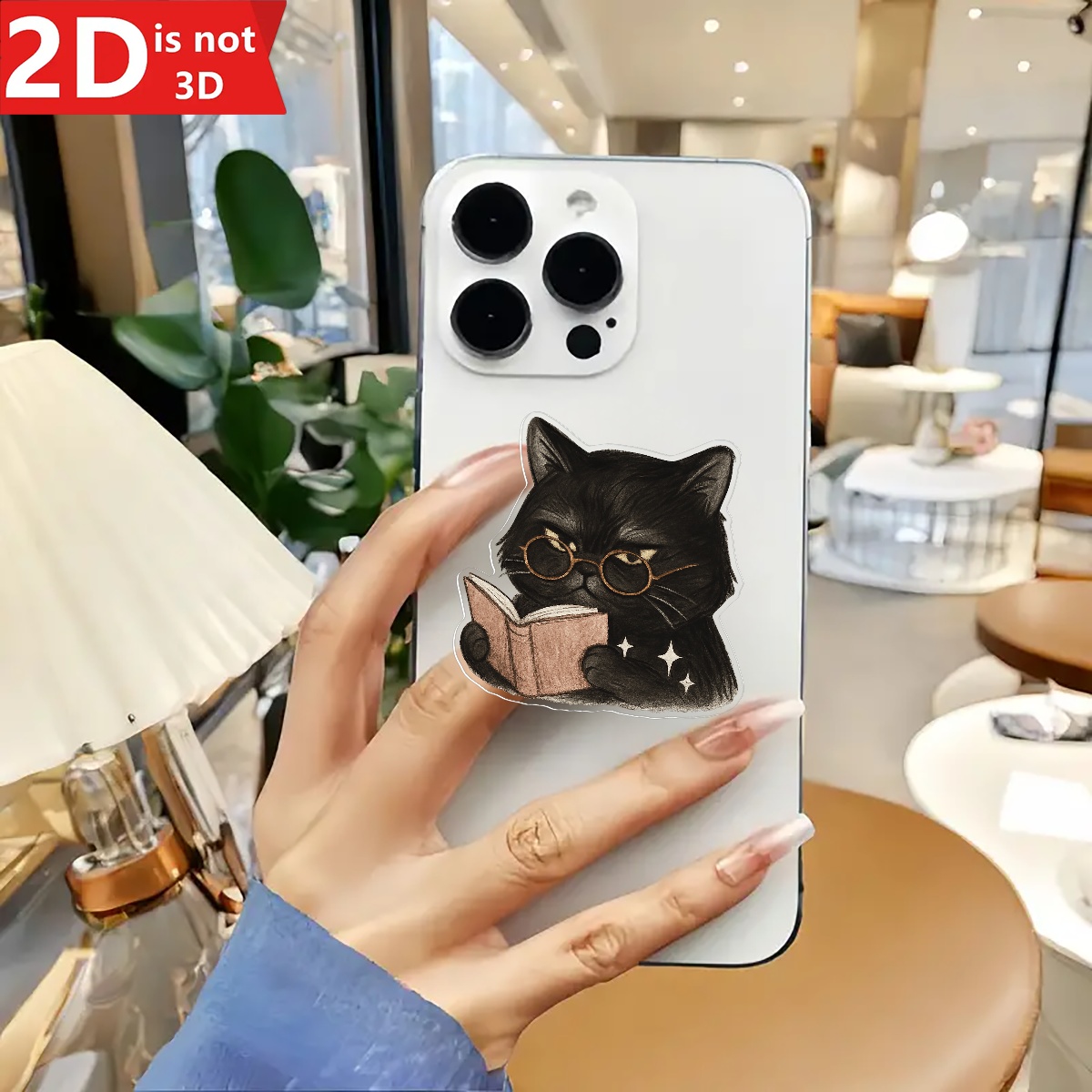 TEMU Poignée de téléphone en acrylique , Support Pop Socket et , Cadeau pour des Livres, Support de Téléphone Élégant pour Femmes, des Chats