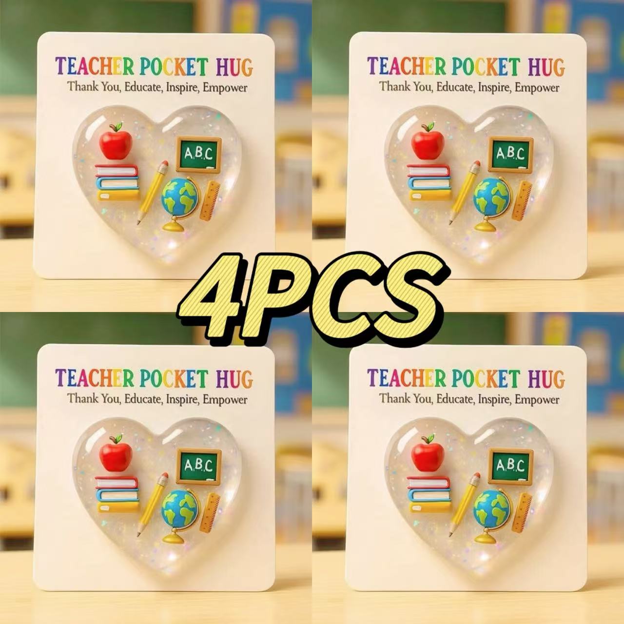 TEMU 4-pack Pocket Hug Gift Cards For Teachers | Ocean Themed, Paper Material, Assorted Colors, Ideal As Pocket Ornaments For Teachers And Students,