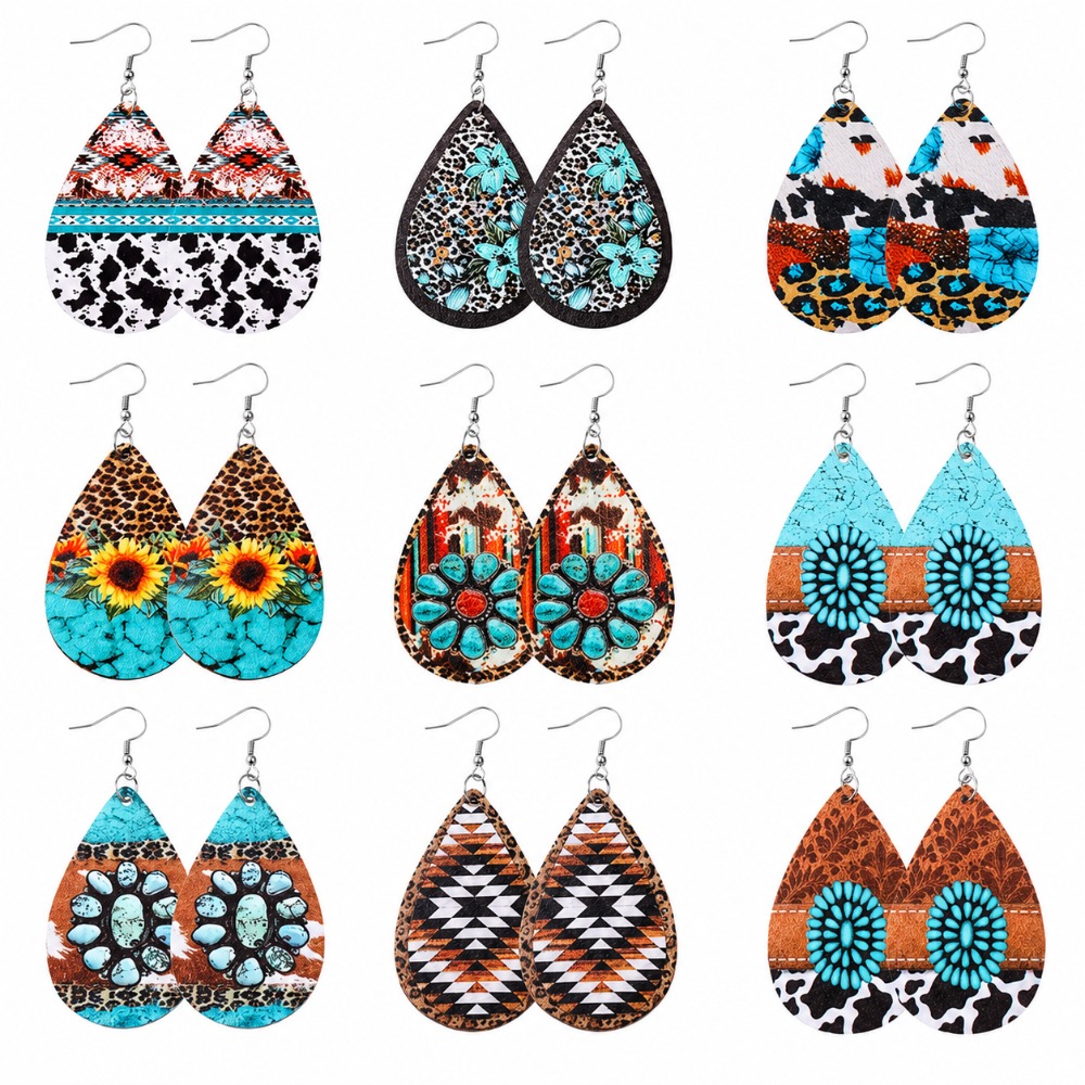 18pcs Western Ethnic Style Acrylic Earring Set, Vintage
