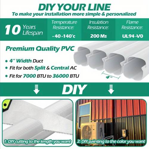 4 17ft mini set covers line hide cover kit for mini split air conditioners and central ac