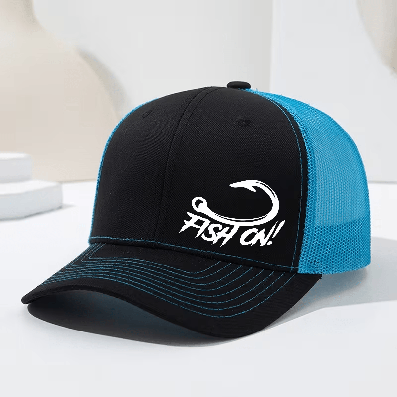TEMU Casquette de baseball en style avec imprimé hameçon FISH ON, visière légèrement incurvée, parfaitement adaptée du printemps et de l'été. chapeau