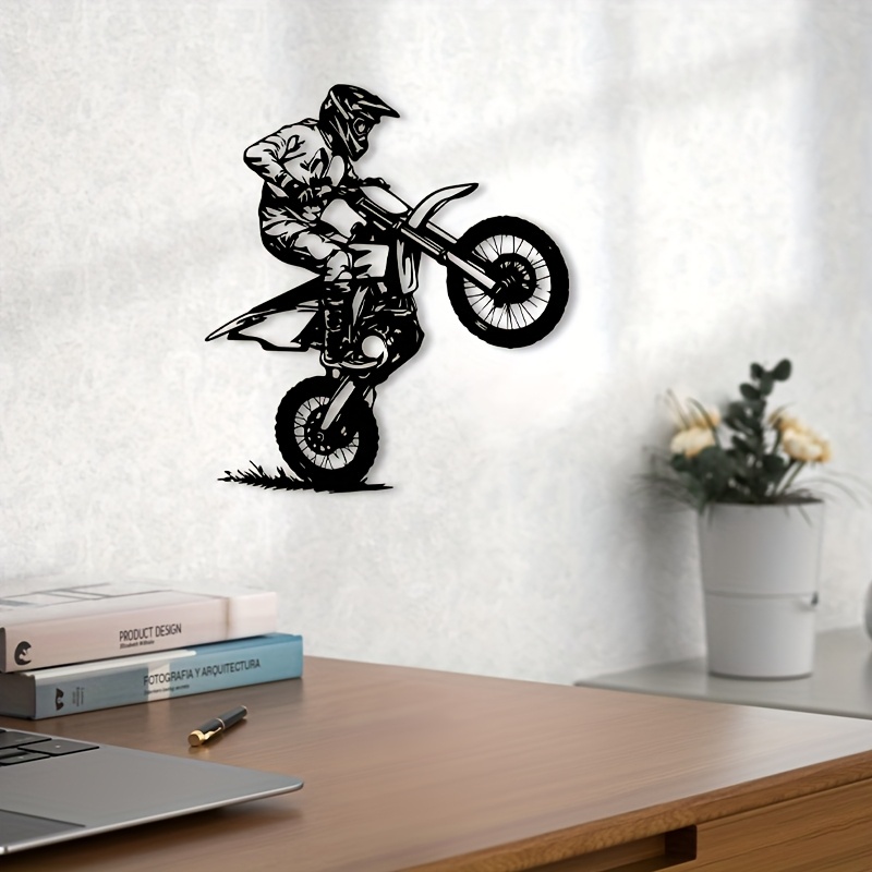 TEMU [2d Flat] Dirt Bike Acrylic Wall Decor 1pc Dirt Bike Themed Wall Mural Statue Garage Wall Decoration Perfect Christmas Gift For Motorcycle