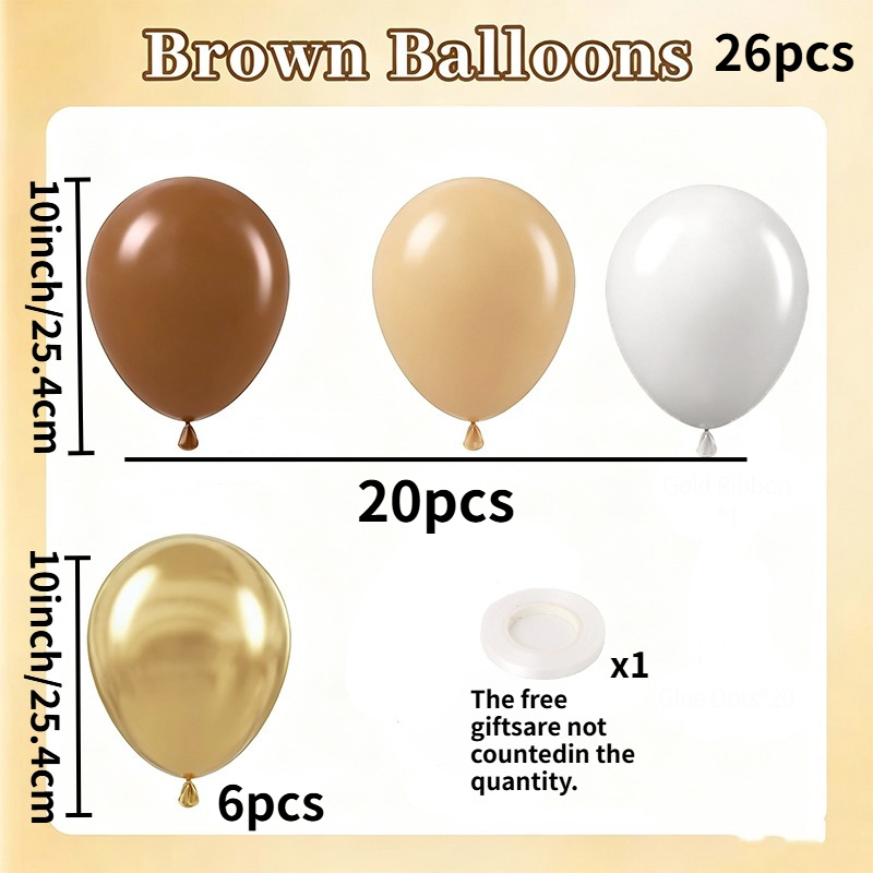 TEMU 26/53pcs Brown--j Metallic Balloon Set, Including 10-inch Balloons Of Colors, With A Retro Warm Tone. Suitable For Occasions Such As Halloween