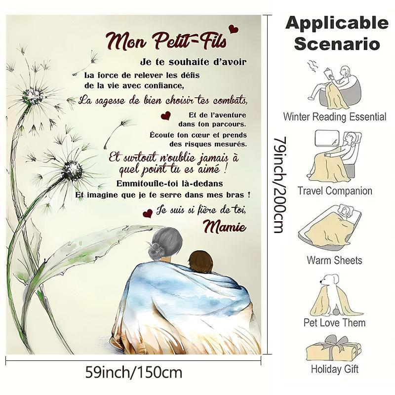 TEMU 1pc Couverture Douillette Mon de - Flanelle Confortable, Toutes Saisons pour Lit & Canapé, Cadeau Idéal pour Anniversaire, Noël, Mariage - Style