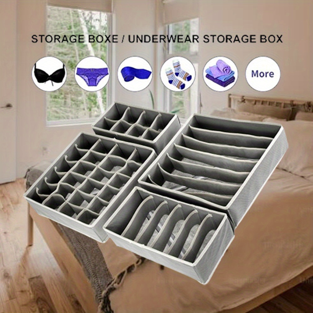 1pc 6 7 8 24 grids fabric sock compartment box divided storage easy to access without cover foldable storage underwear storage   storage box fabric storage box clothing compartment storage box suitable for underwear underwear sock stor details 0