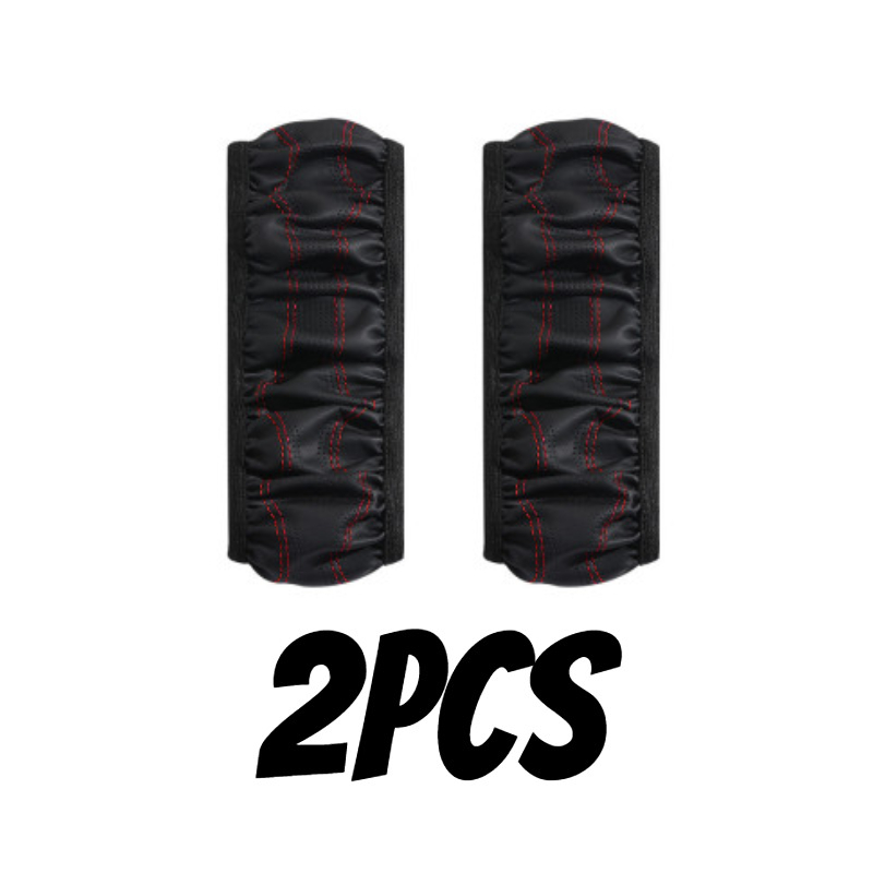 TEMU 2pcs Steering Wheel Pu Leather Breathable Elastic Stretch Suitable For Car, Trucks, Suvs With Wave Pattern & Red Line Trim - Direct Replacement