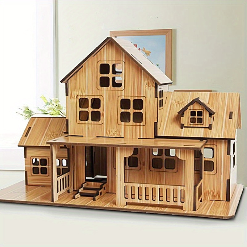 1pc Diy Wooden 3d Puzzle Board Handmade Chinese Traditional Ancient Architecture Model Educational Wooden Gift For