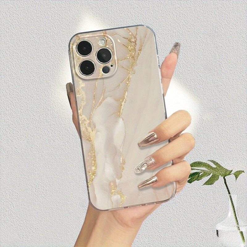 TEMU Phone Case - Transparent Tpu Soft Phone Case With Golden Textured Pattern, Suitable For Iphone 17 16 15 14 13 12 11 Xs Xr X 7 /13 Pro Max Se,