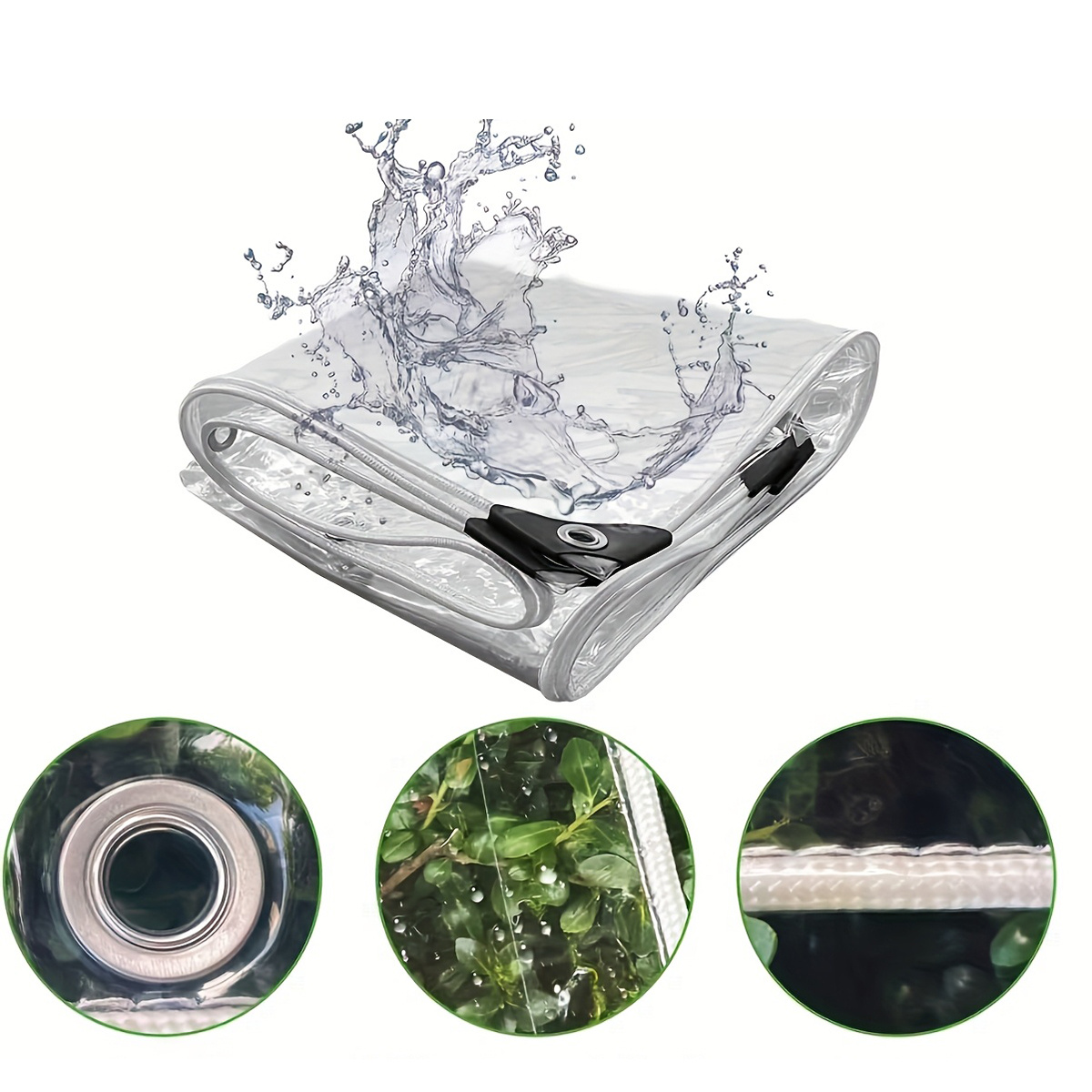 TEMU Transparent Rainproof Tarp, Clear Pvc Tarpaulin, Thickened And Tear-resistant, Suitable For Camping, , Cars, And Patios