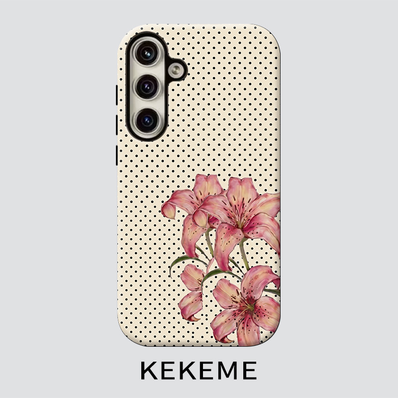 TEMU Phone Case - Kekeme Lily Polka Dot Film 2-in-1 Suitable For Galaxy S26 S25 S24 S23 S22 S21 S21  S21 Fe Edge S20 A15 A16 A17 A23 A32 A34 A35 A36