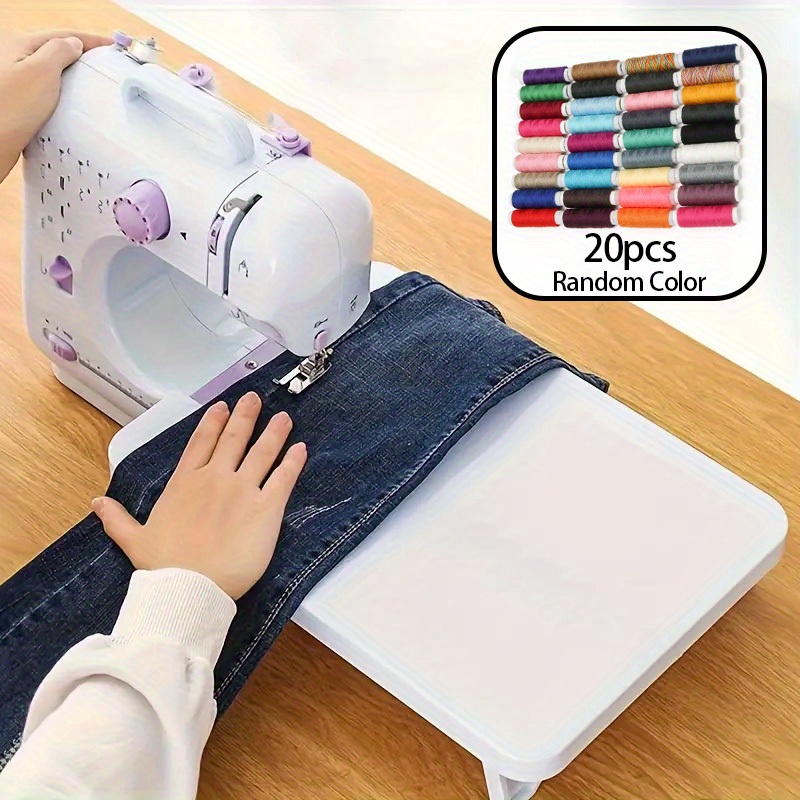 

21pcs/ Set, 1pc Compact Portable Sewing Machine Extension Table+20pcs Hand Sewing Thread Needle And Thread Set - Plastic, 4.33" Leg Space For Home Sewing Projects