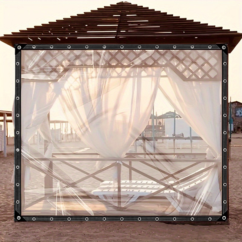 Image of Clear Tarp, Transparent Rain Cover, 0.91m Grommet , Dustproof Greenhouse Cover For Winter Plant Protection, Wind, Cold & Rain Protection For Outdoor Camping, Balcony And Courtyard