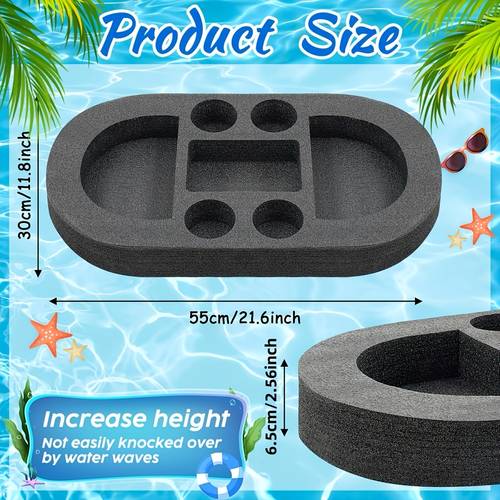 1pc large floating drink holder black floating tea tray with compartments portable floating pool tray suitable for pool additions hot tubs beach and party decorations