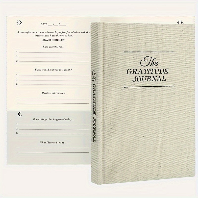TEMU Teen Elegant Beige Gratitude Journal - 5-minute Daily Affirmation Planner With Simple Guided Format - Undated For Happiness And Positivity,
