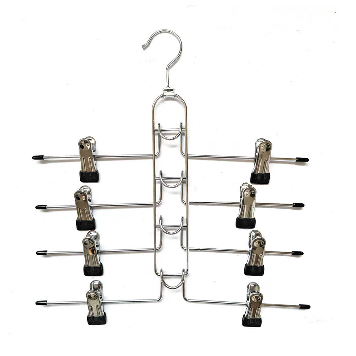 Image of Pants & Skirt Hangers With Clips, Newly Upgraded Detachable Space Hangers, 4-tiers Skirt Hangers For Women - Hanging Closet Organizer And Storage