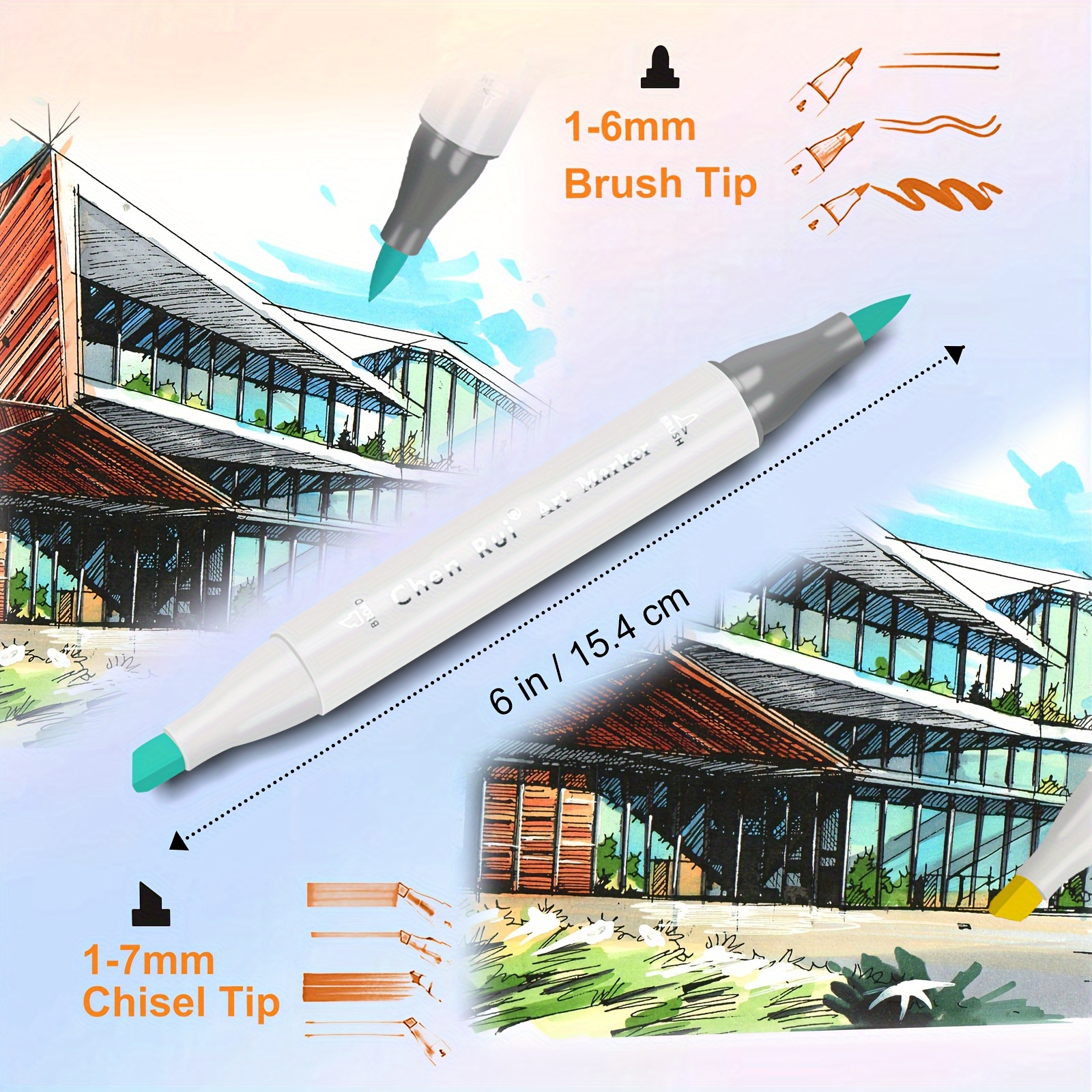 60 alcohol pencil case free application double headed art for adults marker attached holder box alcohol base   convex tip painting sketch drawing specific marker pen