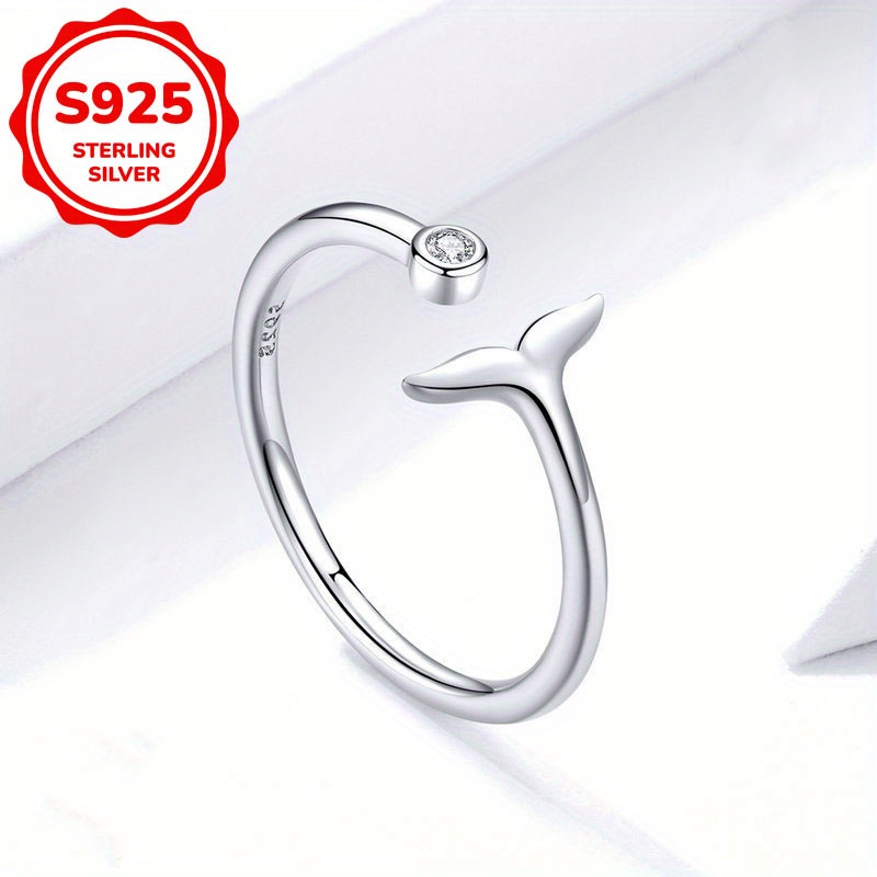 Women's Mermaid Tail Ring Adjustable Size S925 Silver