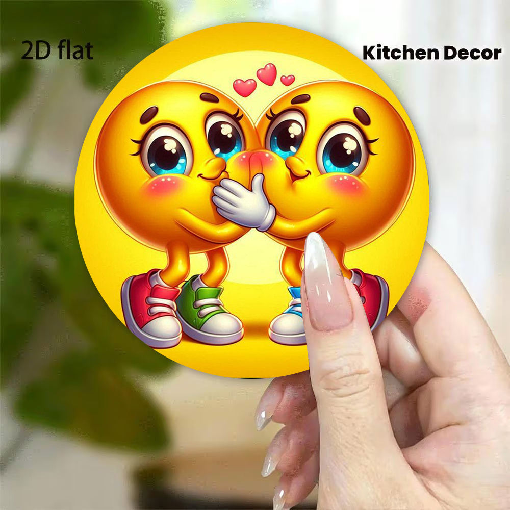 E-shop Niedlicher Cartoon-Küssender-Acryl-Kühlschrankmagnet 3,15 Zoll x 3,15 Zoll, kreative Heimdekoration, magnetischer Küchenaufkleber, Geschenk für