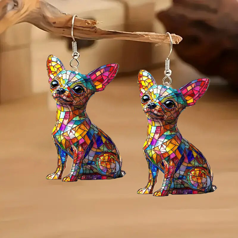 

Fashionable 2d Acrylic Chihuahua Earrings, Ideal Gift For Girls, Pet Lovers, And