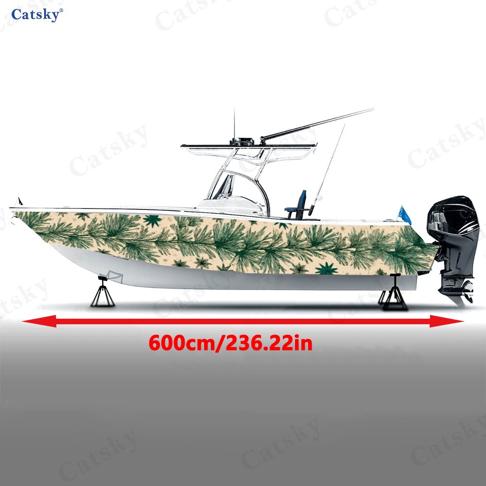 2pcs Fresh Pine Branch Pattern Durable Vinyl Boat Stickers
