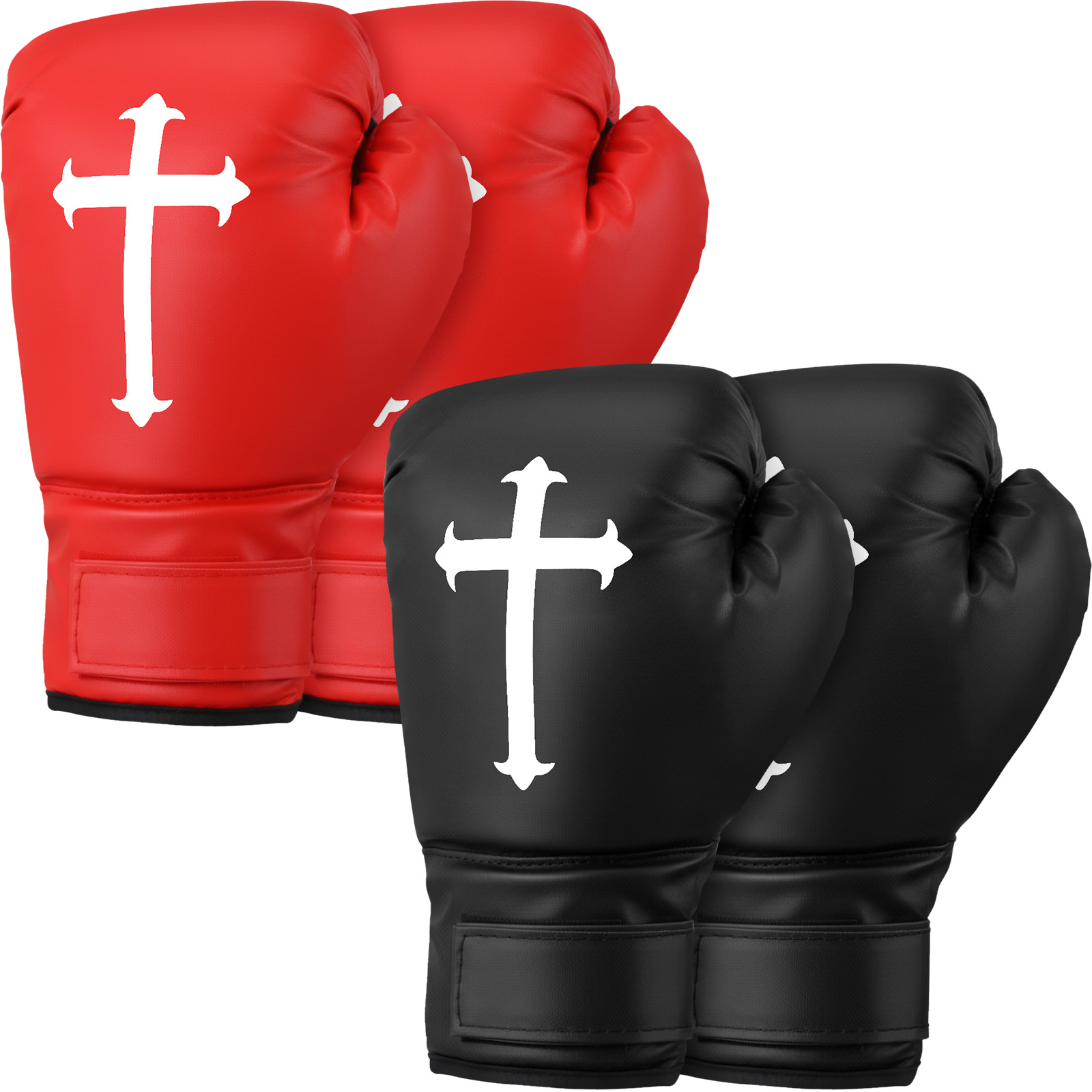   12 oz christian boxing gloves for men women cross religious boxing gloves for beginners red black lightweight shockproof mitts for training practice