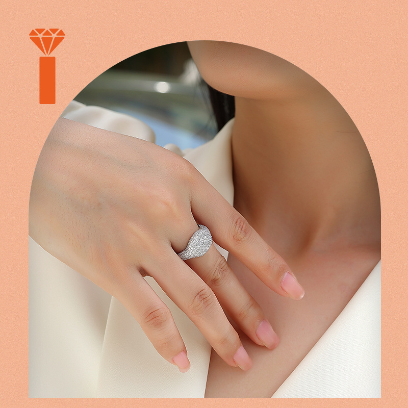 Dome Set Moissanite Bridal Ring in S925 Silver