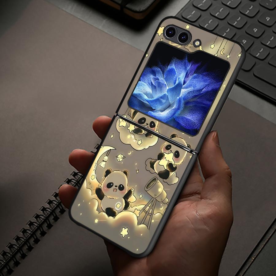 TEMU Star Panda Climbing Stairs Phone Case Suitable For For Galaxy Z Flip 7 6 5 4 3 Zflip7 Z Flip 5/6 Z Flip 3/4 Zflip 5g Hard Back Cover