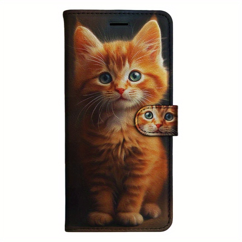 TEMU Phone Case: Orange Kitten Flip Wallet Case Sutible For M10 A10s A20s A30s A50s A51 A71 A31 A42 A12 A32 A52s A72 A22 A13 A04s A53 A33 A14 A34 A54