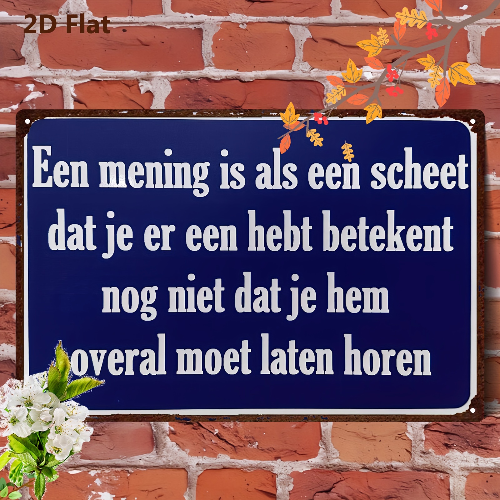 TEMU 2d Flat, 1pc Funny Dutch Saying Metal Wall Plaque - Heavy-duty Iron Navy Dutch Quote Sign With Pre-drilled Holes - Indoor/outdoor Decoration For