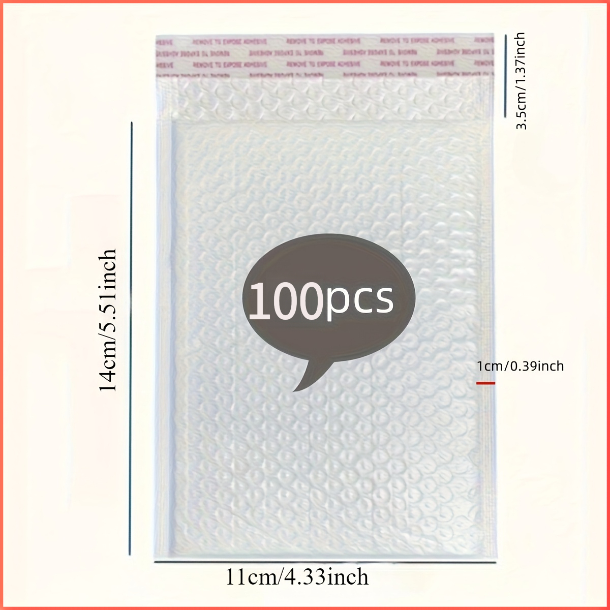 TEMU 100 White Bubble Envelopes 14* 16cm/6.3* 5.51inch- Self-adhesive Thickened Packaging Bags, Hexagonal , Suitable For Small Businesses, Halloween,