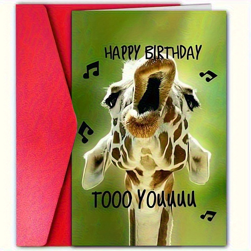 TEMU 1pc "singing Giraffe" Fun Birthday Card With Envelope ( 4.72inch* 7.09inch)- Suitable For Family, , Unisex, Small Business Supplies, Unique