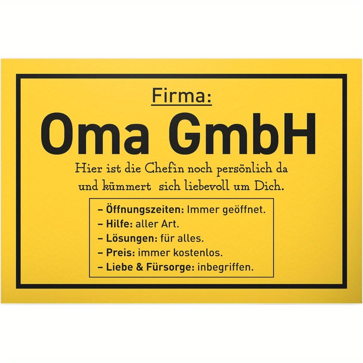 E-shop 2D Flach, 1 Stück Oma GmbH Deutsches Oma-Schild - 8x12 Zoll (20x30 cm) Eisen-Wandtafel mit "Oma"-Nachricht, Muttertags- &