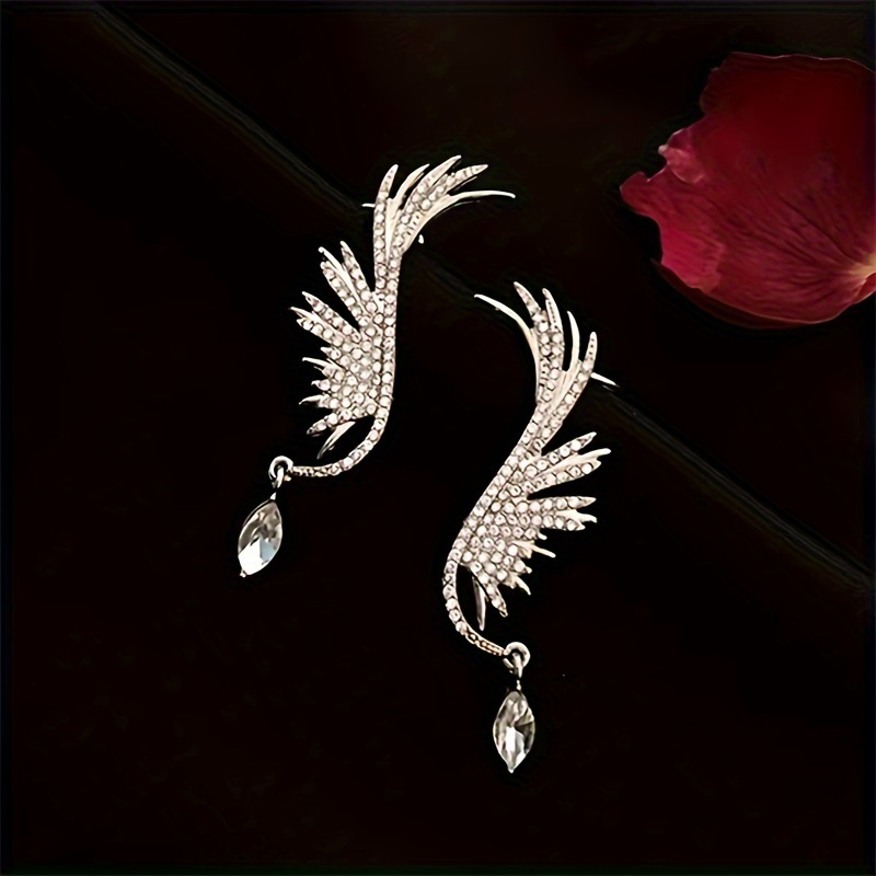 TEMU 2 piezas de aretes de banquete de a presión para mujer, elegantes y de moda, aretes de diseño de de lujo de , adecuados para regalar de banquete
