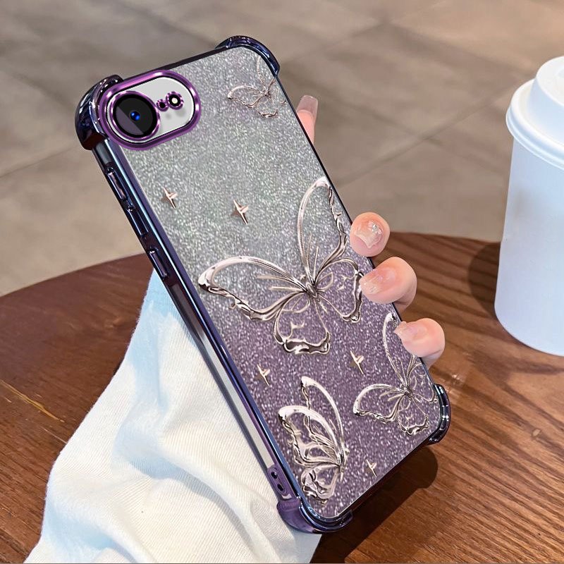 TEMU Phone Case: Glitter Plating Clear Protective Cover For 17e Case Flxebile Tpu Four-corner Shockproof Pattern