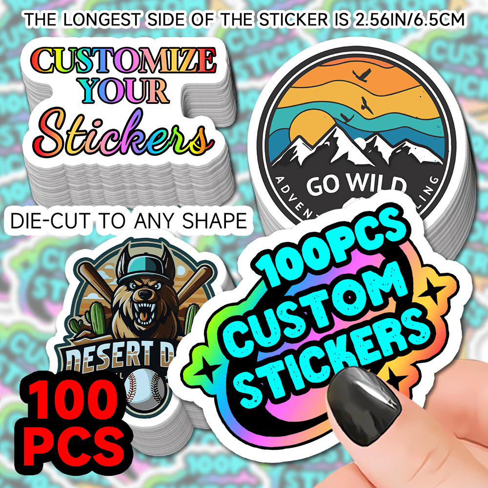 

100pcs Customizable Die Cut Stickers - Create Your Own Or Photo, 2.56" X 6.5cm - , Personalized Gifts & Friends, Custom Stickers