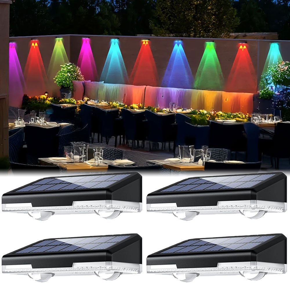 TEMU Set Of 4 Solar Fence Lights For Outdoor Use - Features 3 Color : Warm White, Neutral White, And Cool White, Along With Rgb Options. Solar Lights