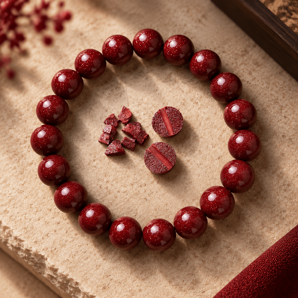 2pc Vintage Bohemian Cinnabar Pixiu Bead Bracelet Set