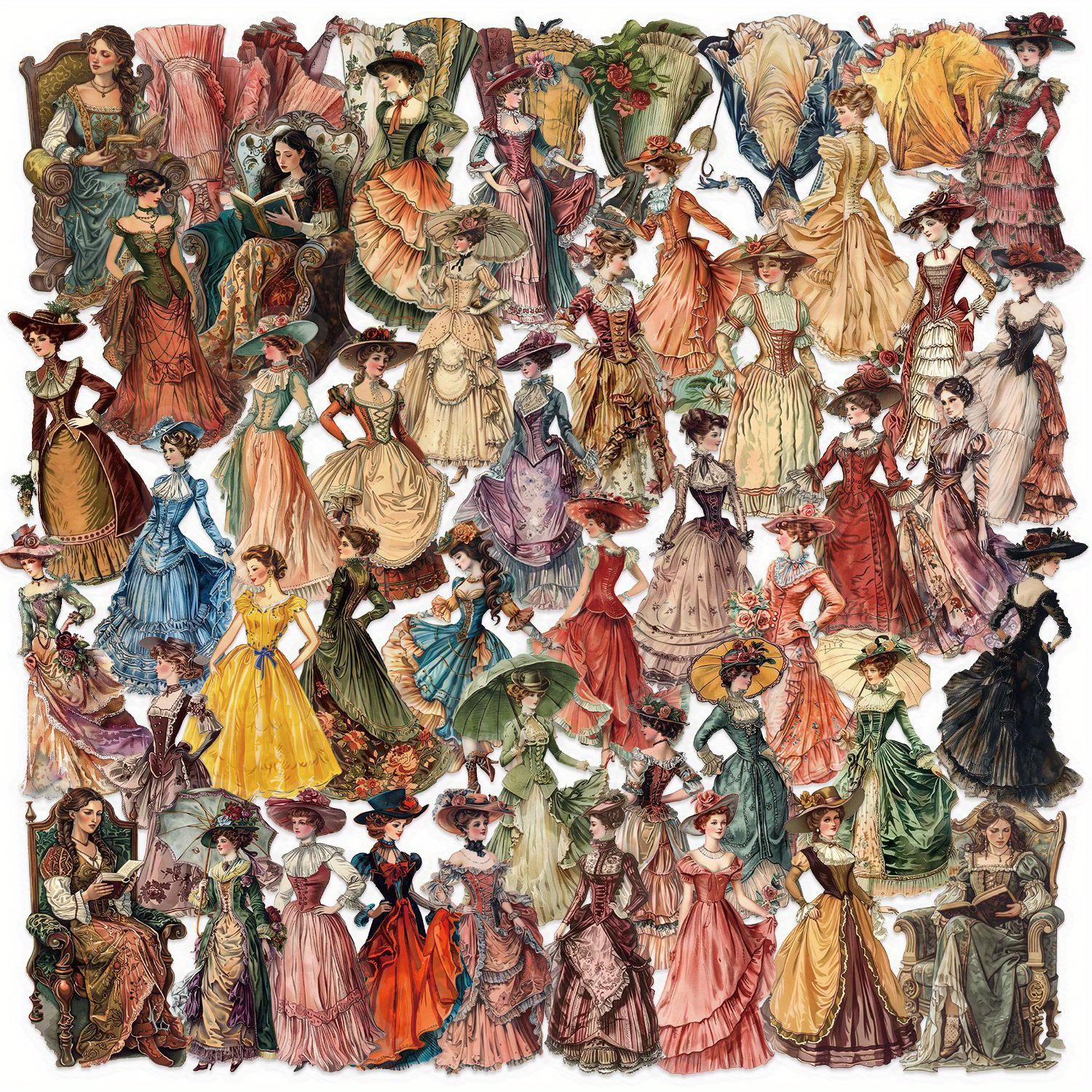 50pcs medieval formal dress stickers vintage - Temu