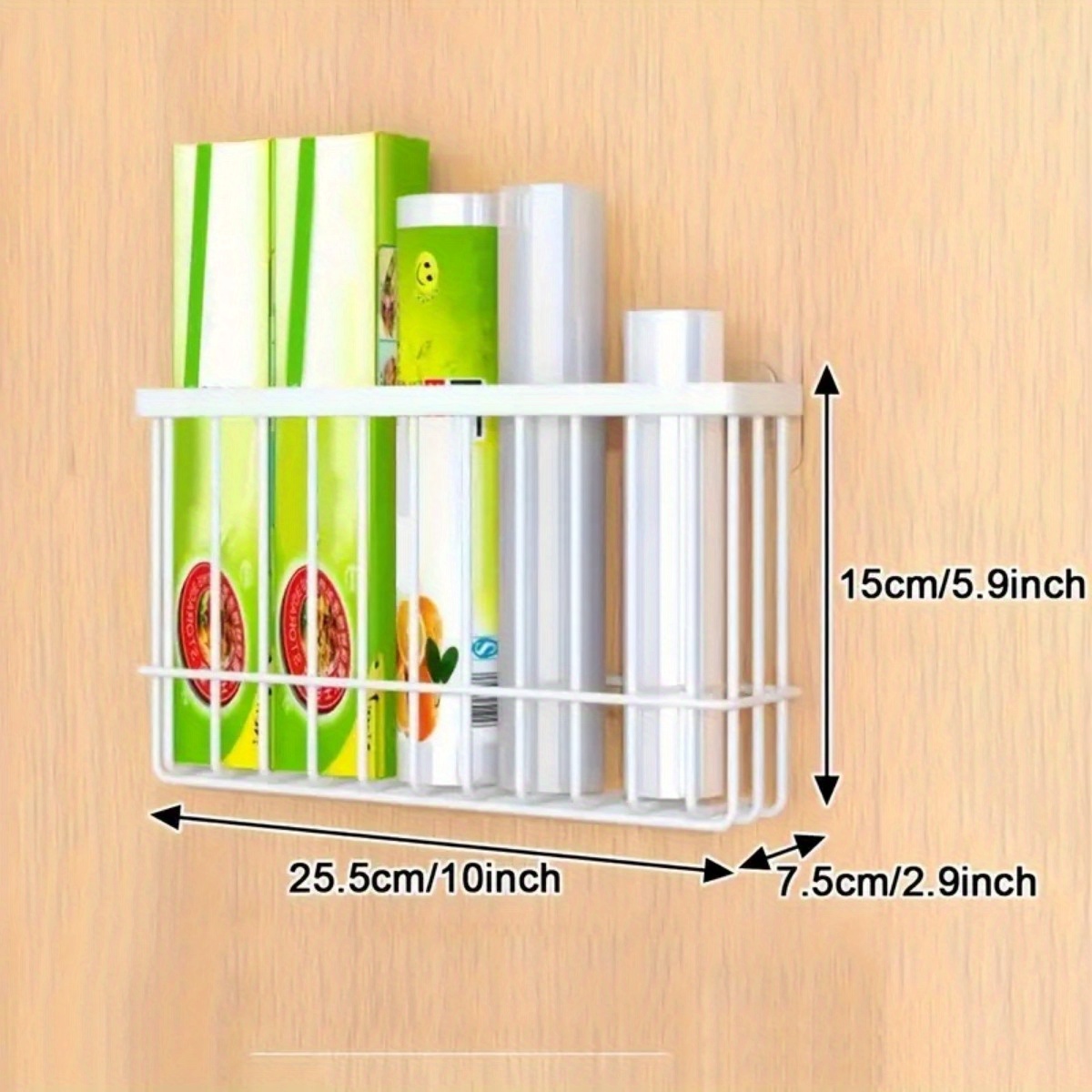 TEMU 1 ud./2 uds. Cesta de almacenamiento para film transparente, estante organizador de cocina, estante de montaje lateral para el refrigerador para