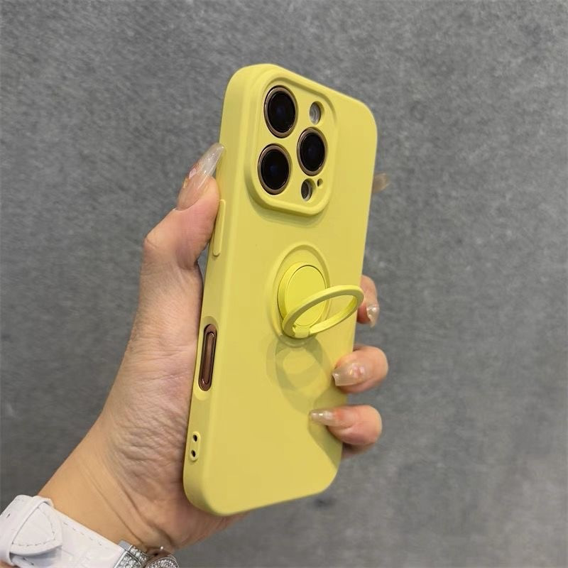 Liquid Silicone Suitable for 16 Phone Cases, Compatible with for iphone 15 Pro Max Ring Stand, Designed for Women, Full Protection Soft Case for 14 Plus, Shockproof for 13, High-end Texture for 12 Minimalist Style, Solid Color Protective Cover