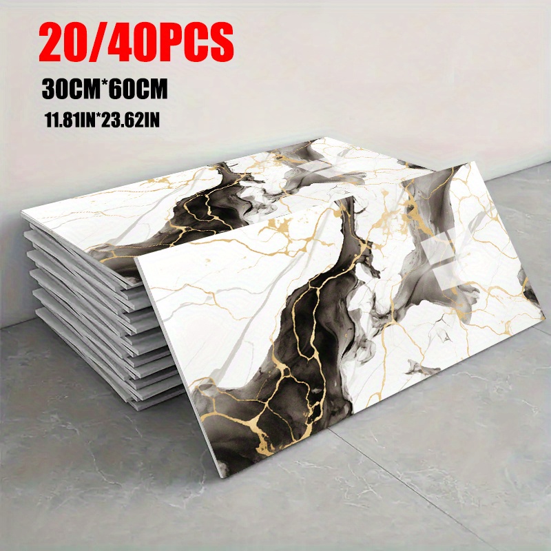 Black Marble Pattern Simulation Tile Stickers Home Decoration Kitchen Bathroom D
