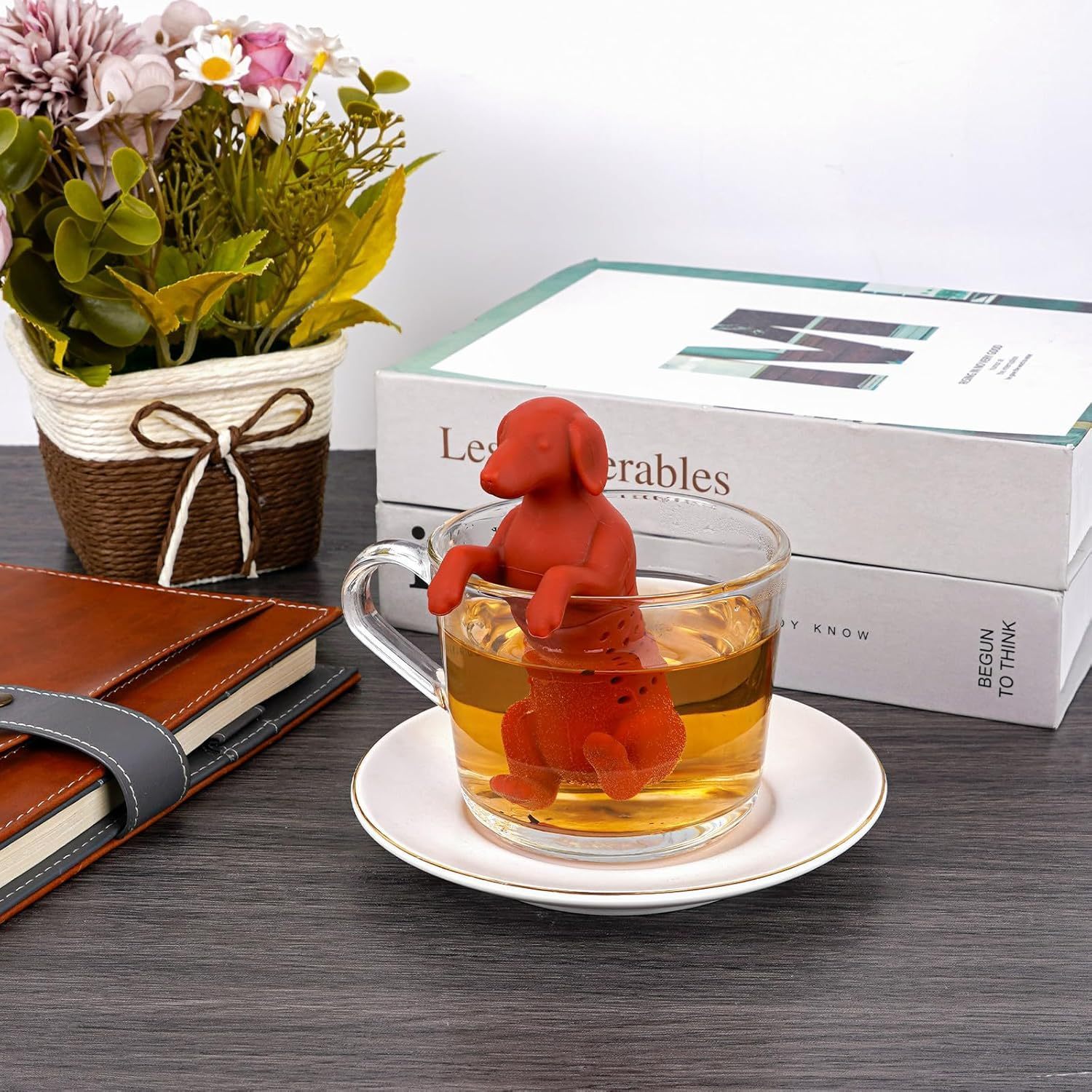 cute puppy silicone tea infuser   loose leaf fruit spice teas ideal gift for tea enthusiasts easy to clean reusable kitchen accessory details 1