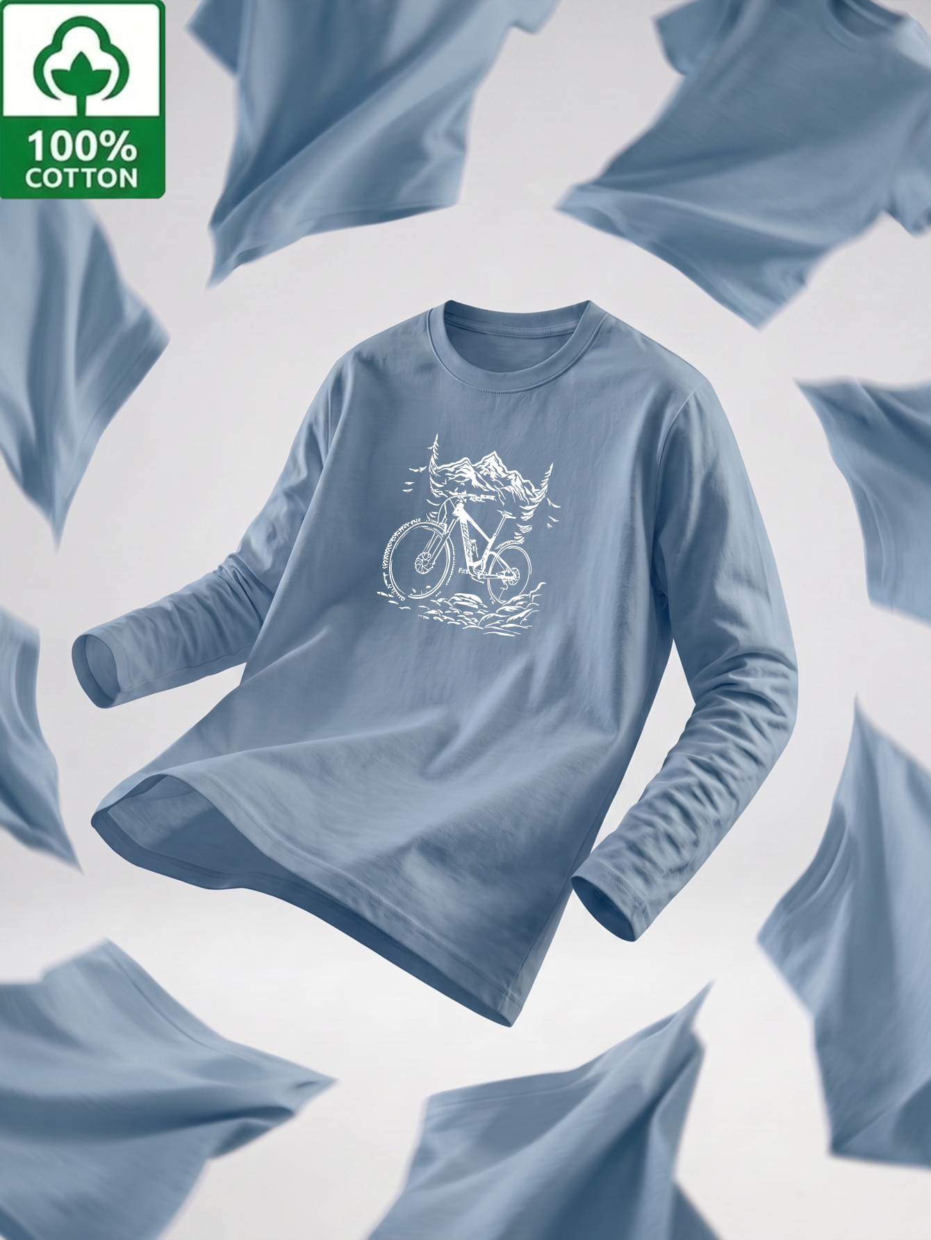 アイテム画像 【メンズ】100% tシャツ   長袖 春秋 スキンケア 通気性 快適 ファッション カジュアル   トップス マウンテンバイク &  ト