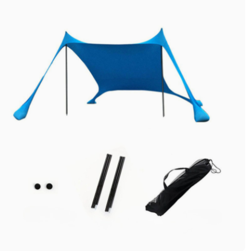 Camping Beach Tent with Awning and Iron Pole Support