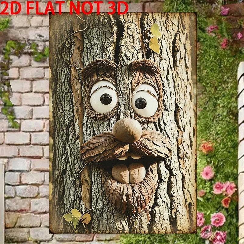 TEMU 2d Flat - 【2d Flat】 2d Flat - [2d Flat] 1pc 2d Flat Not 3d Metal Tin Sign, Face Garden Wall Decor Metal Tin Sign For Man Cave, House, Home